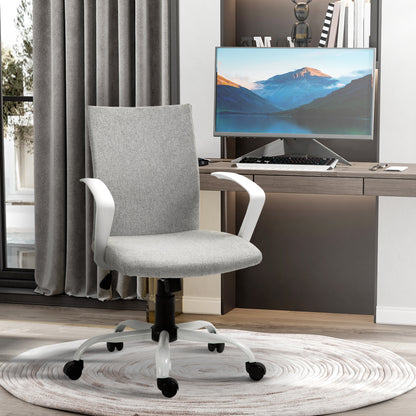 Vinsetto Office Chair Linen Swivel Computer Desk Chair Home Study Task Chair with Wheels