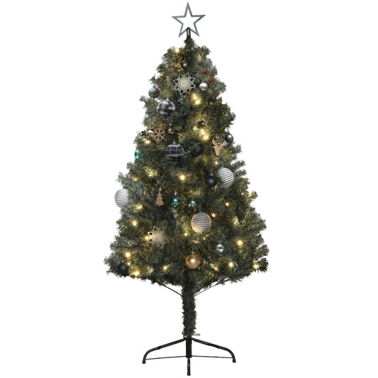 5ft Decorated Christmas Tree Artificial - with LED Lights Warm White 353 Tips