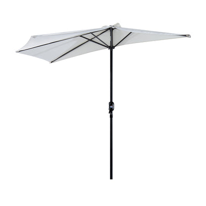 Outsunny 2.7m Balcony Half Parasol 5 Steel Ribs Construction Garden Outdoor Umbrella Cream White