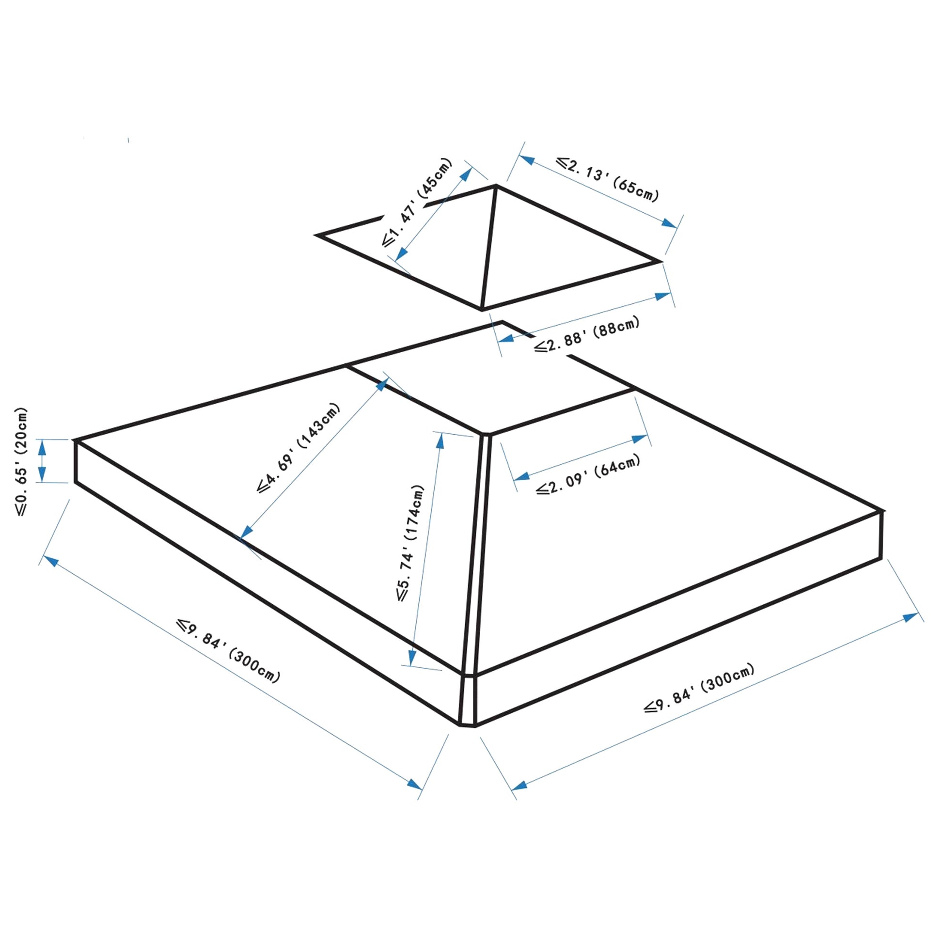 Outsunny Gazebo Replacement Canopy 3x3 m-Rusty Red