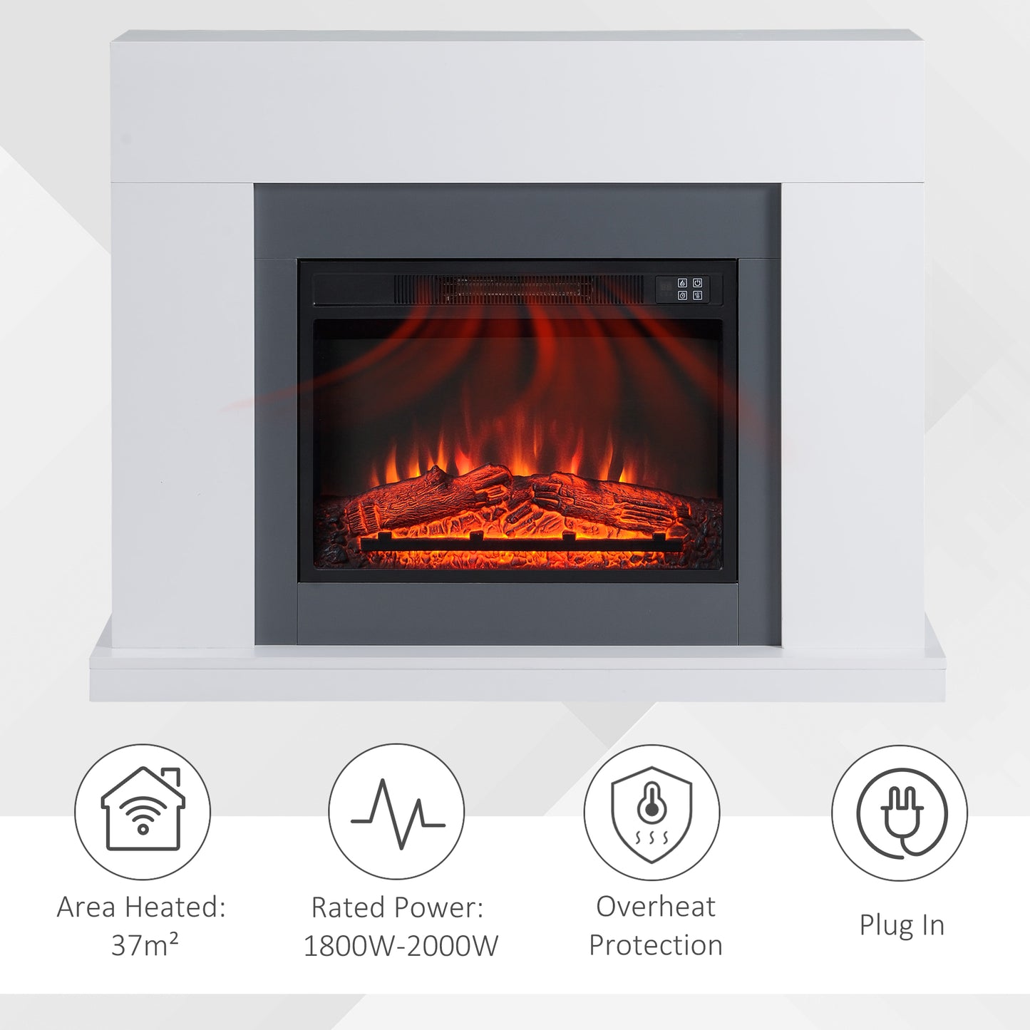 Homcom Electric Fireplace Suite with Remote Control