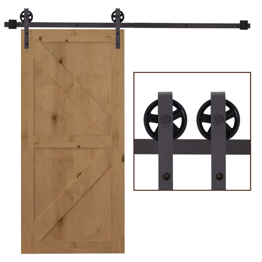 Homcom 6ft Modern Single Sliding Barn Door Track Kit Set Closet Hardware for Single Wooden Door