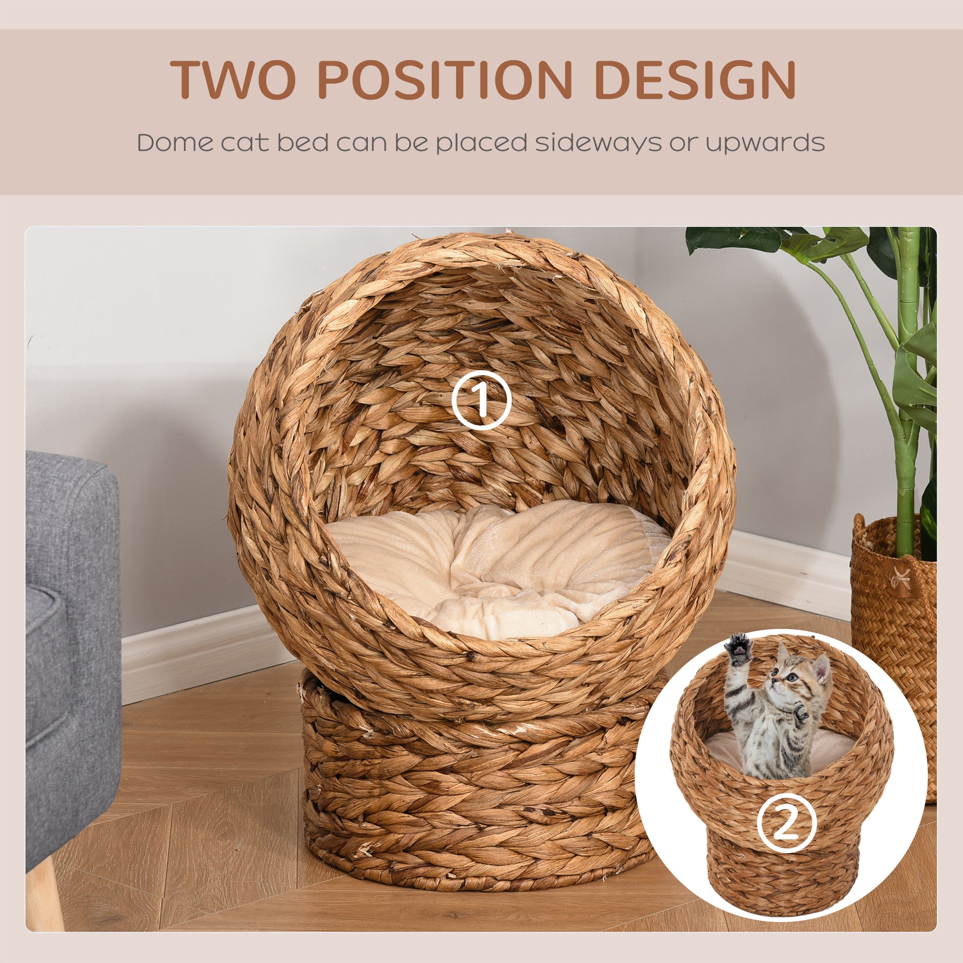 Woven 42 x 33cm Cat Bed Cyclindrical by Pawhut