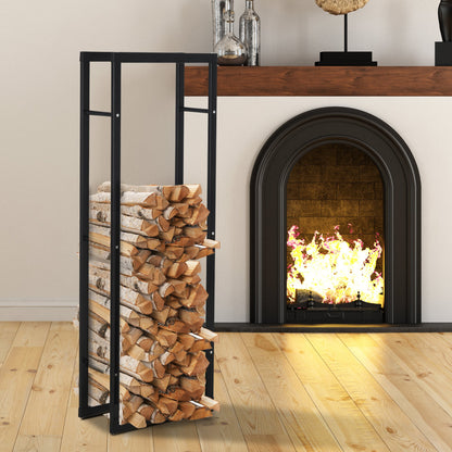 Homcom 150x40cm Metal Firewood Log Holder Rack Double Tier w/ Balanced Base Side Rails