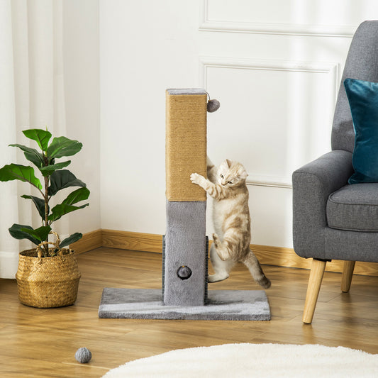 PawHut Cat Scratching Post 79cm Tall Scratcher Climber Cat Tree Activity Centre Grey