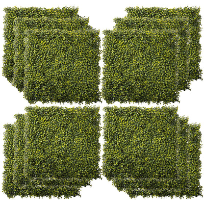 Outsunny 12PCS 20" x 20" Artificial Boxwood Wall Panel Milan Grass Privacy Fence Screen