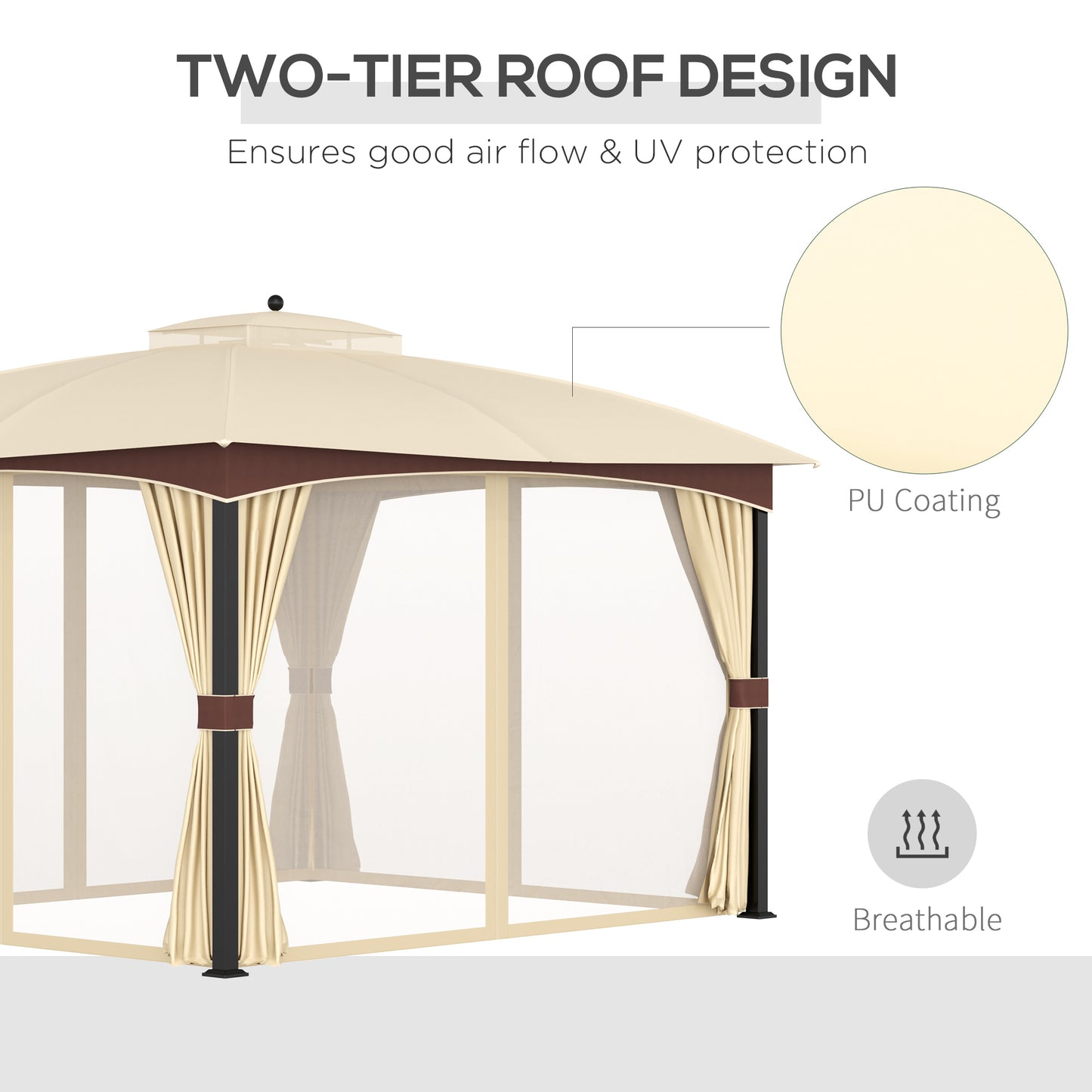 Outsunny 4 x 3(m) Patio Metal Gazebo