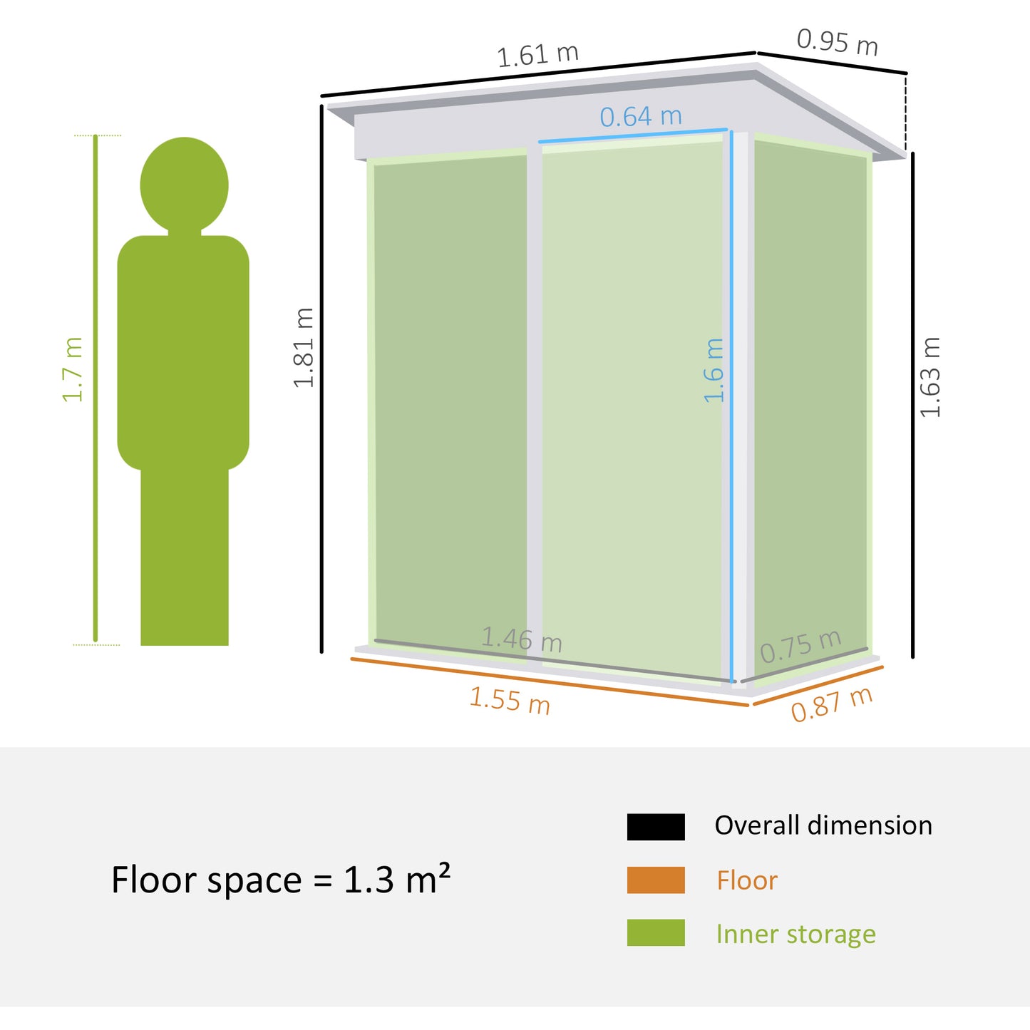 Galvanised 5 x 3' Single Door Reverse Pent Garden Store Steel Green by Steadfast