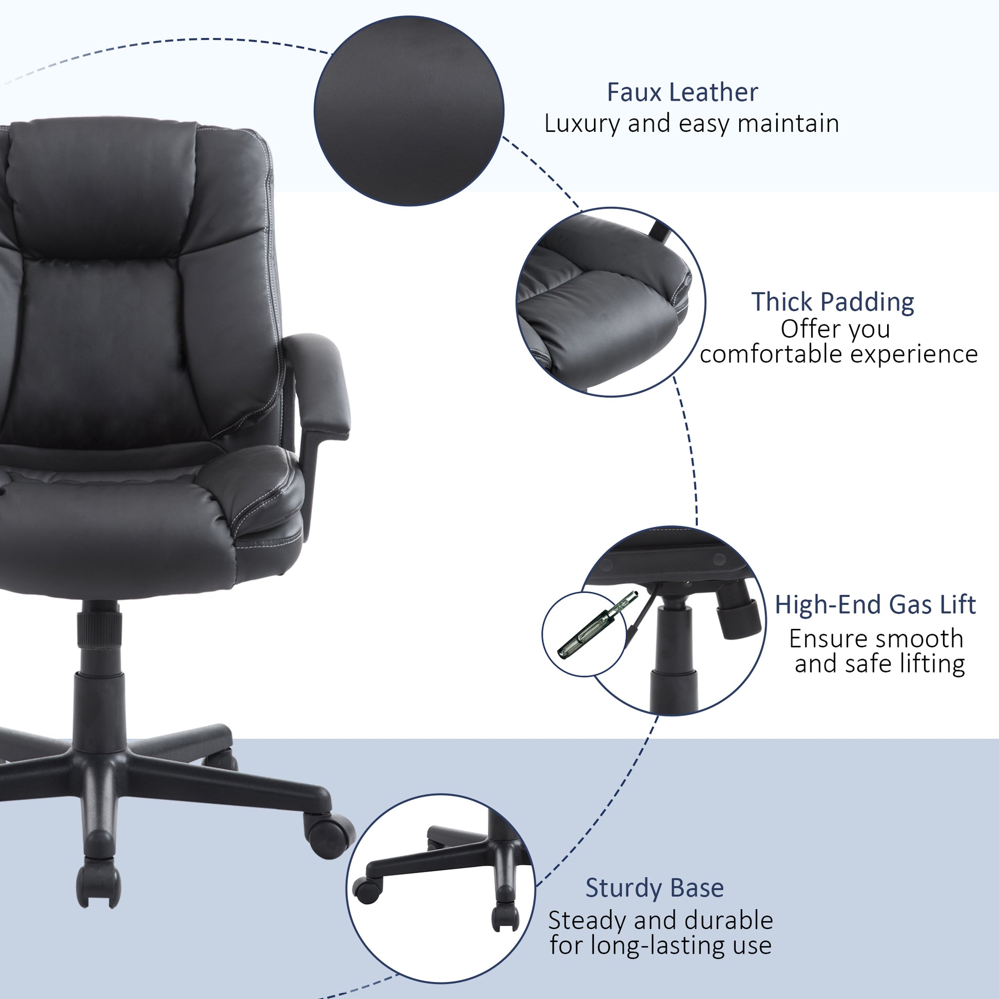 Homcom PU Leather Executive Office Chair-Black