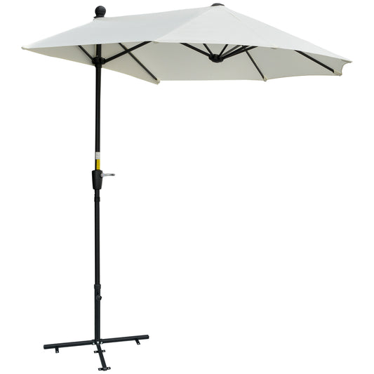 Outsunny 2m Half Parasol Market Umbrella Garden Balcony Parasol with Crank Handle