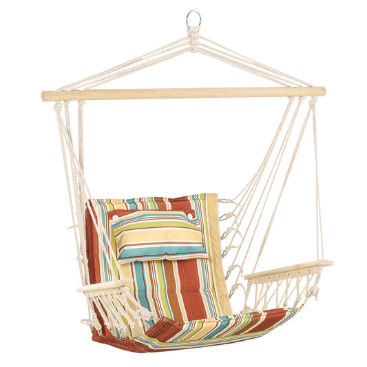 Outsunny Hanging Hammock Chair Swing Chair Thick Rope Frame Safe Wide Seat Indoor Outdoor Home