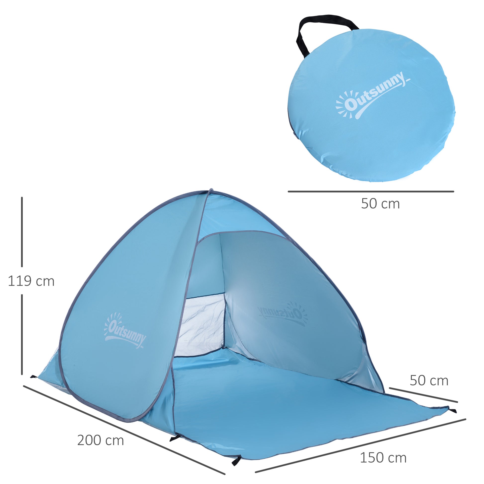 Outsunny 2 Person Pop Up UV Shelter Shade-Blue