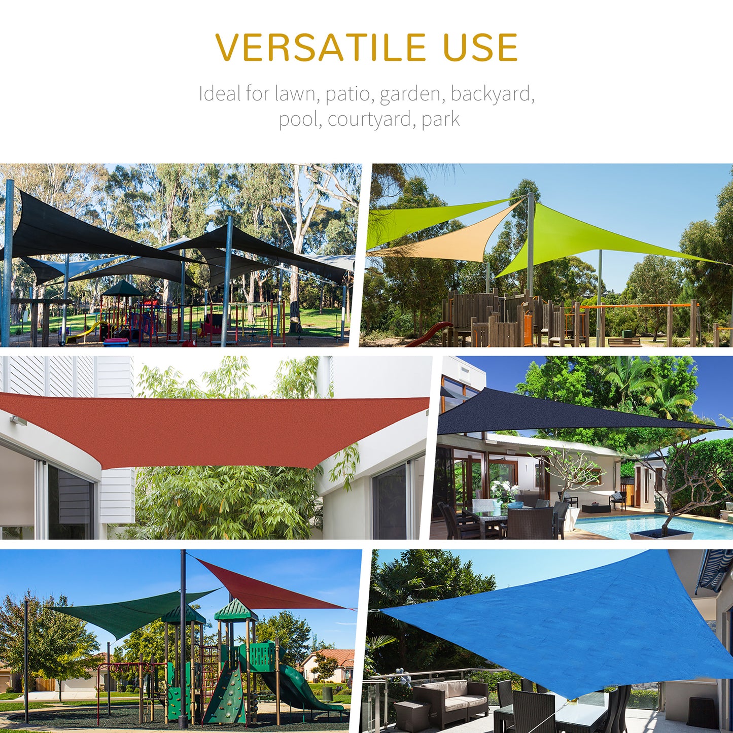 Outsunny Triangle Sun Shade Sail 5m x 5m x 5m UV Block Canopy Shelter