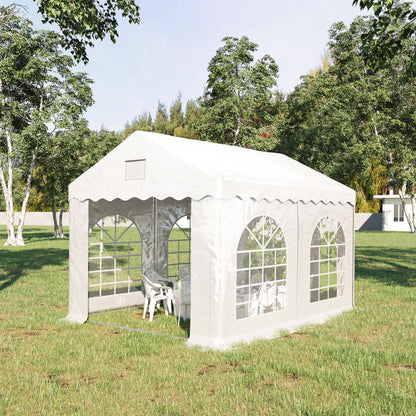 Outsunny 3 X 4 M Marquee Gazebo With Sides Party Tent Canopy & Carport Shelter For Outdoor Event Wedding White