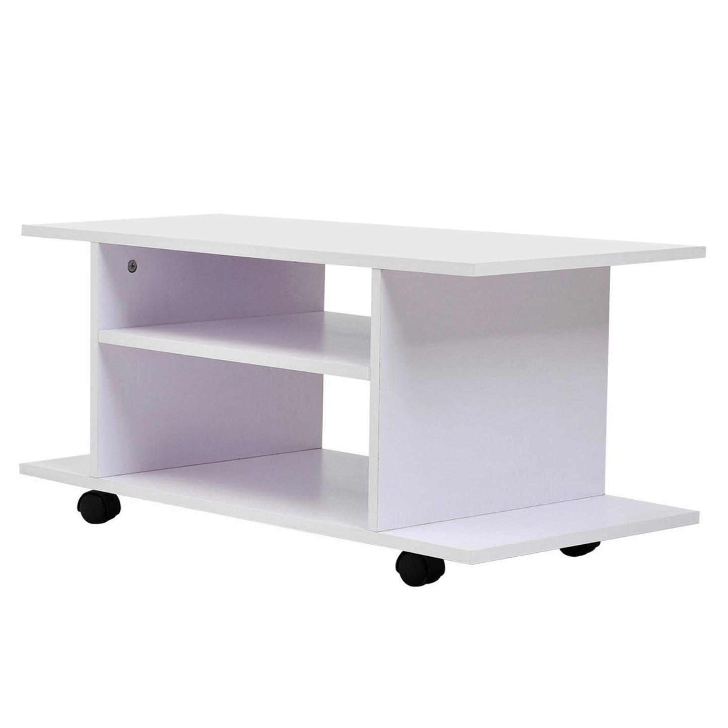 Homcom Modern TV Cabinet Stand Storage Shelves Table Mobile Bedroom Furniture Bookshelf Bookcase White New