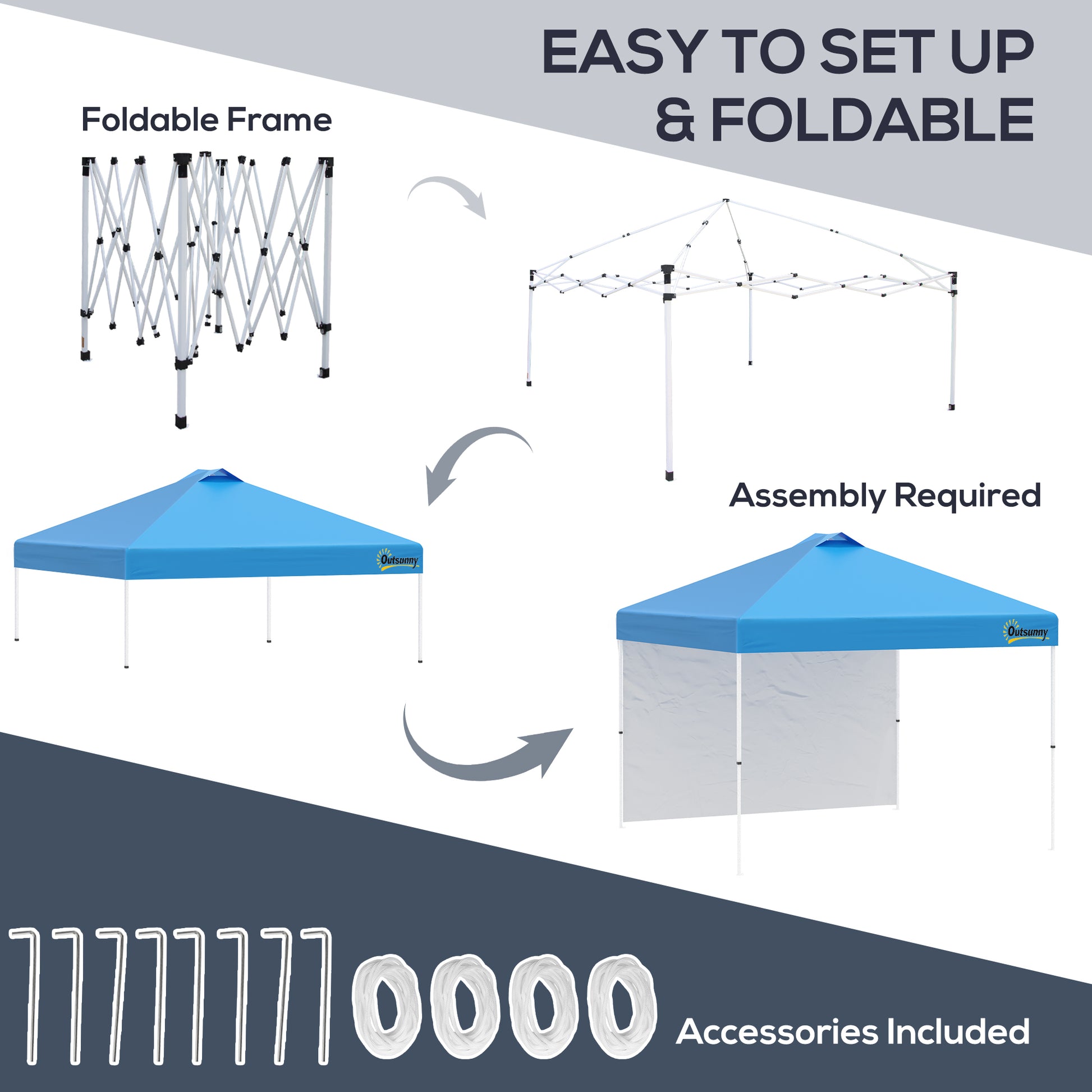 Outsunny 3X3(M) Pop Up Gazebo With 1 Side And Roller Bag