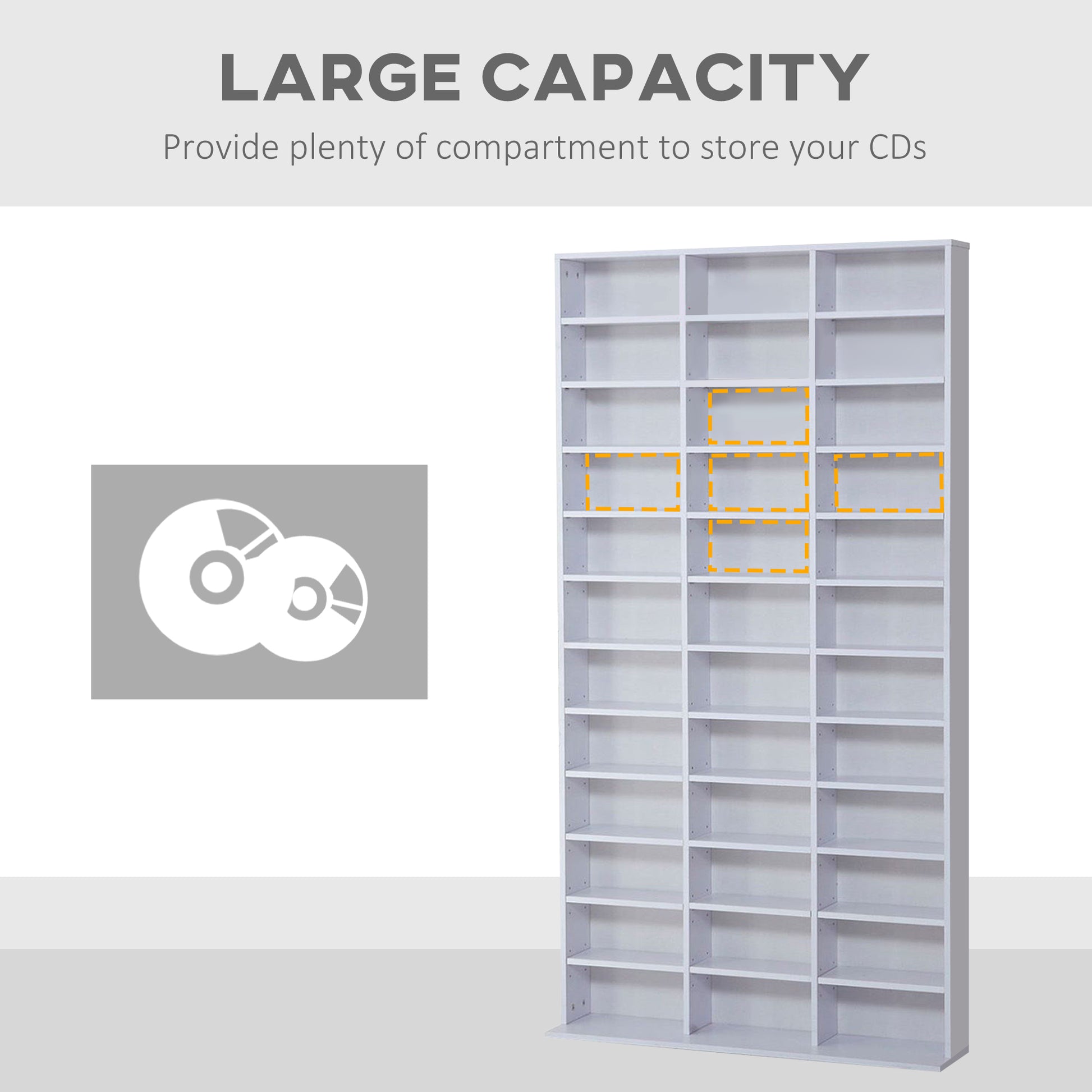 Homcom 33 Adjustable Compartment Storage Unit - White