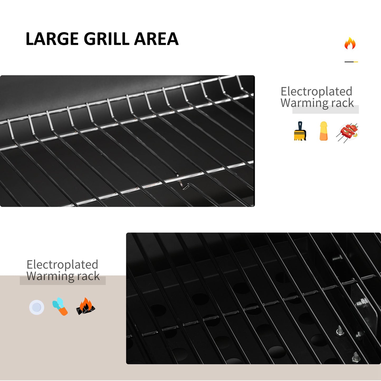 Outsunny Charcoal Grill BBQ Trolley with Adjustable Charcoal Grate