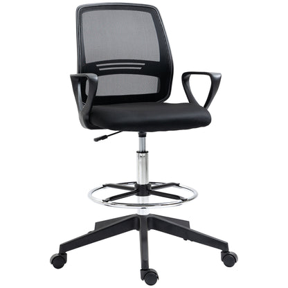 Vinsetto Ergonomic Mesh Back Draughtsman Chairs Tall Office Chair with Adjustable Height and Footrest 360° Swivel