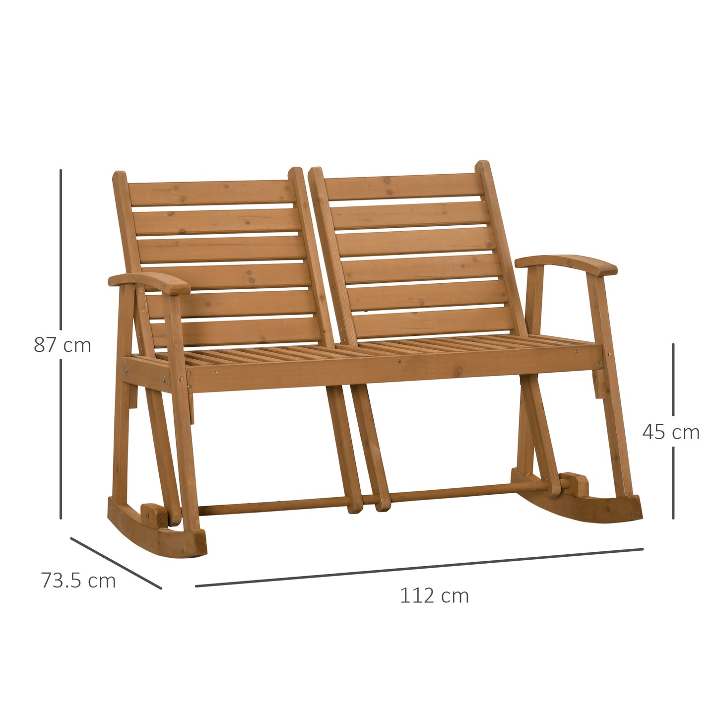 Outsunny Wooden Garden Rocking Bench with Adjustable Backrests