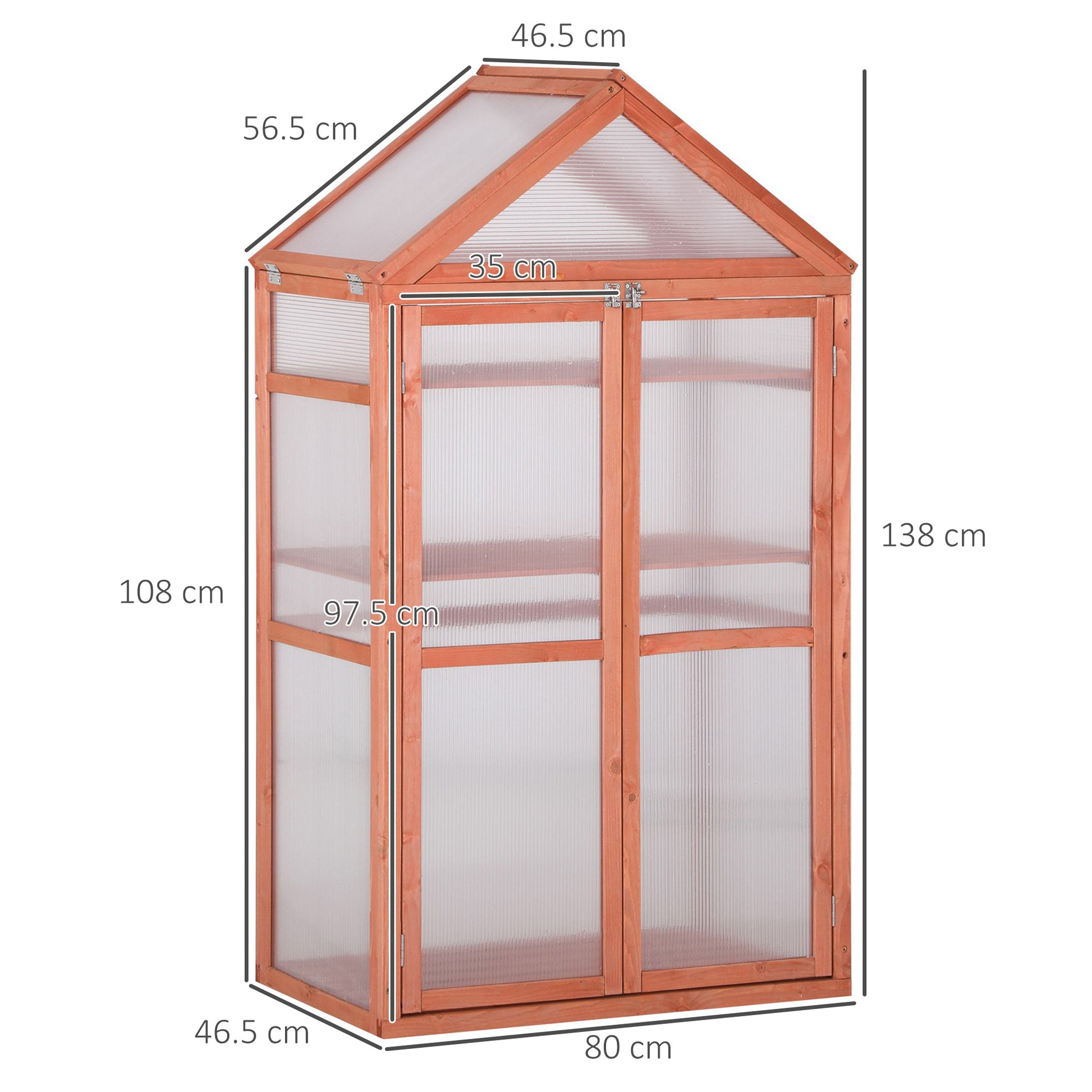 Outsunny 80 x 47 x 138cm Garden Cold Frame Polycarbonate Greenhouse with Adjustable Shelves