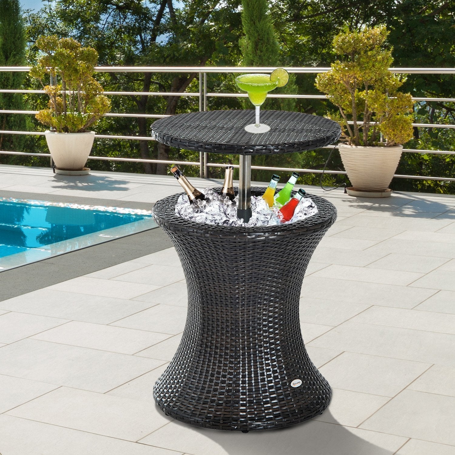 Outsunny PE Rattan Ice Bucket Table