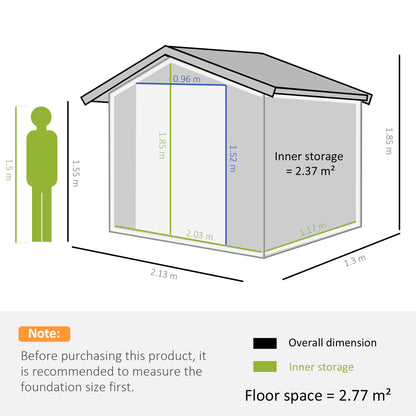 Galvanised 7x 4' Double Door Reverse Apex Garden Store Lockable Steel Dark Grey by Steadfast