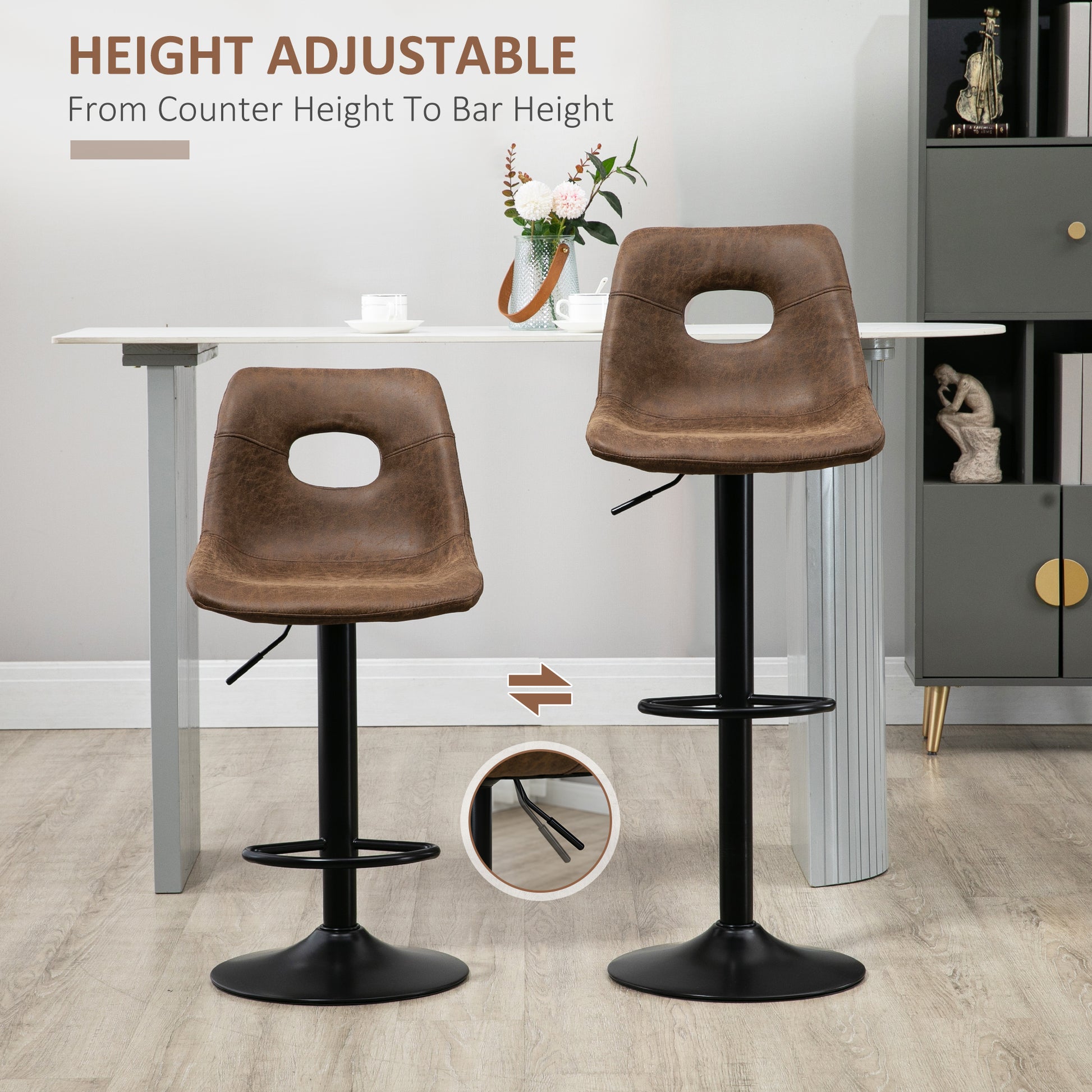 Homcom Set of Two Retro Bar Stools - Brown