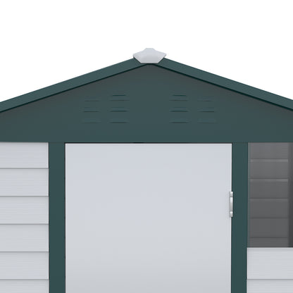 Galvanised 8.8 x 6.3' Single Door Apex Garden Shed Lockable with Window Steel Light Grey by Steadfast