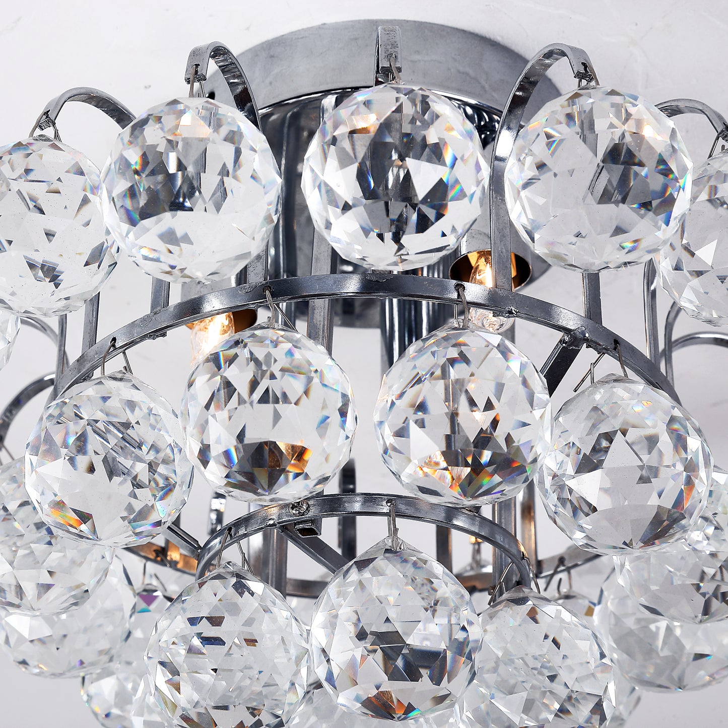 Homcom 30x30cm K9 Crystal Droplets Ceiling Pendant Light Silver