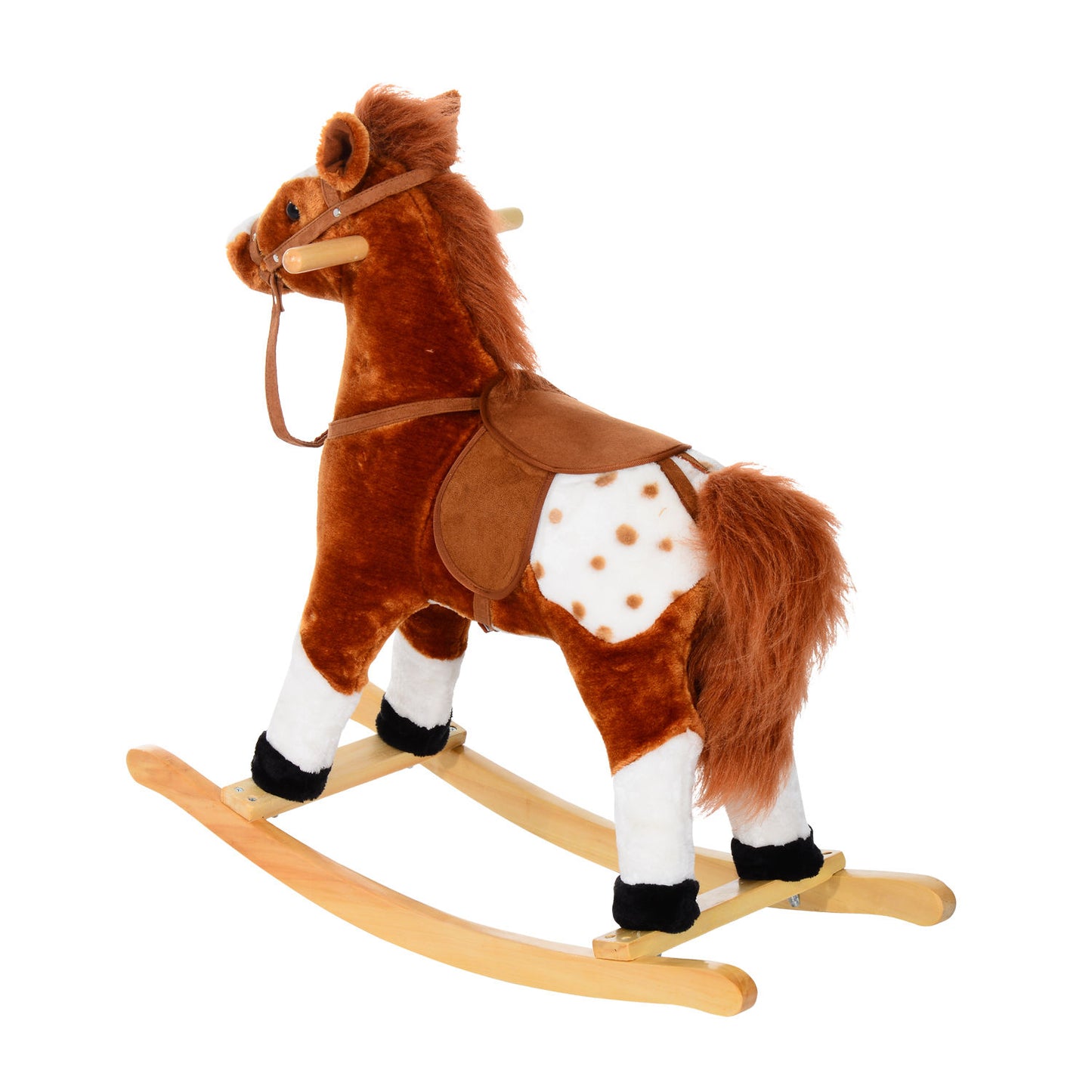 Homcom Children Plush Rocking Horse with Sound-Brown