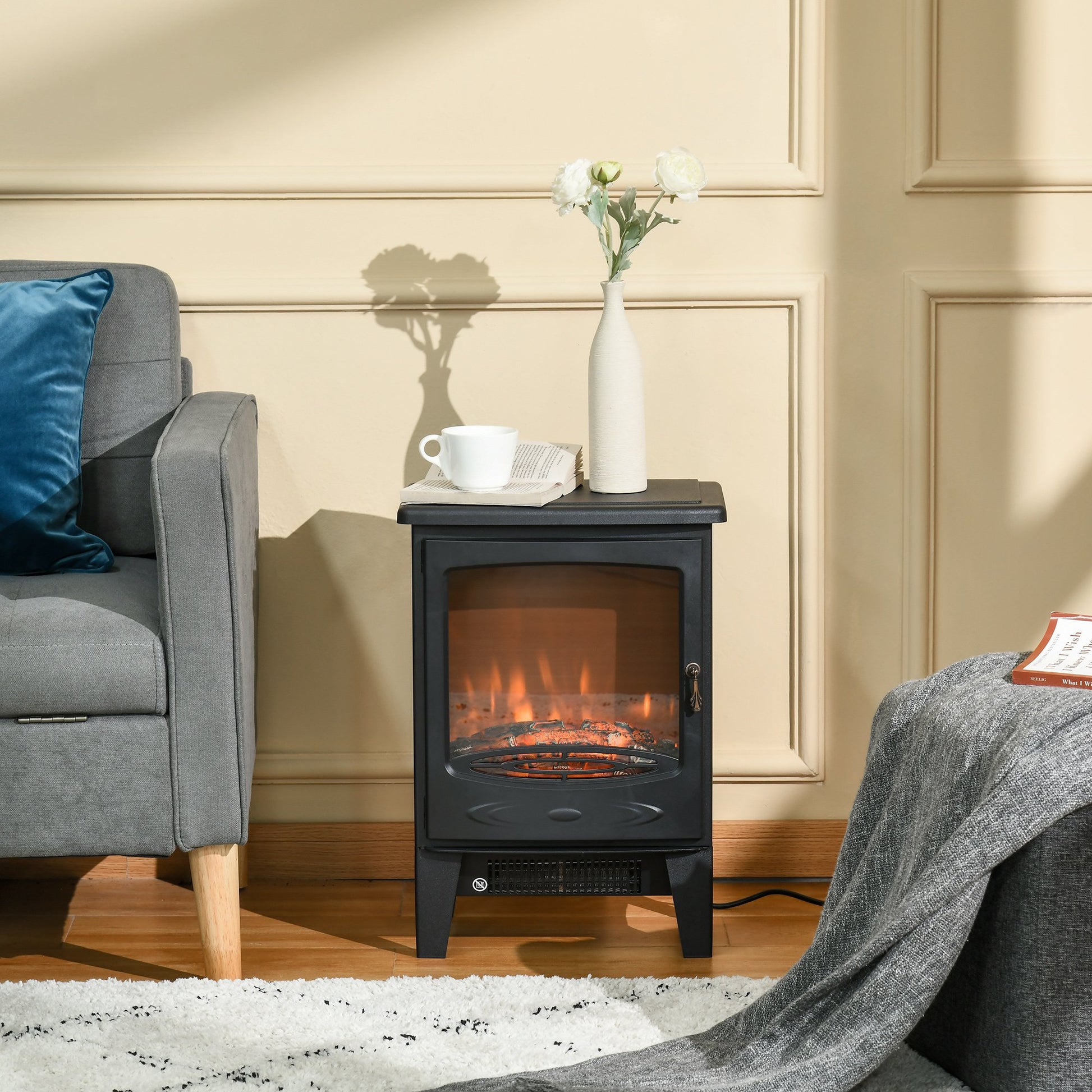 1800W Electric Fireplace Freestanding Black by Homcom