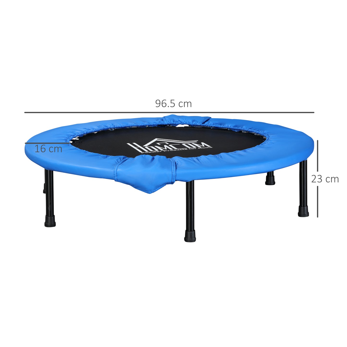 Homcom ?96cm Mini Fitness Trampoline Home Gym Yoga Exercise Rebounder Indoor Outdoor Jumper w/ Safety Pad