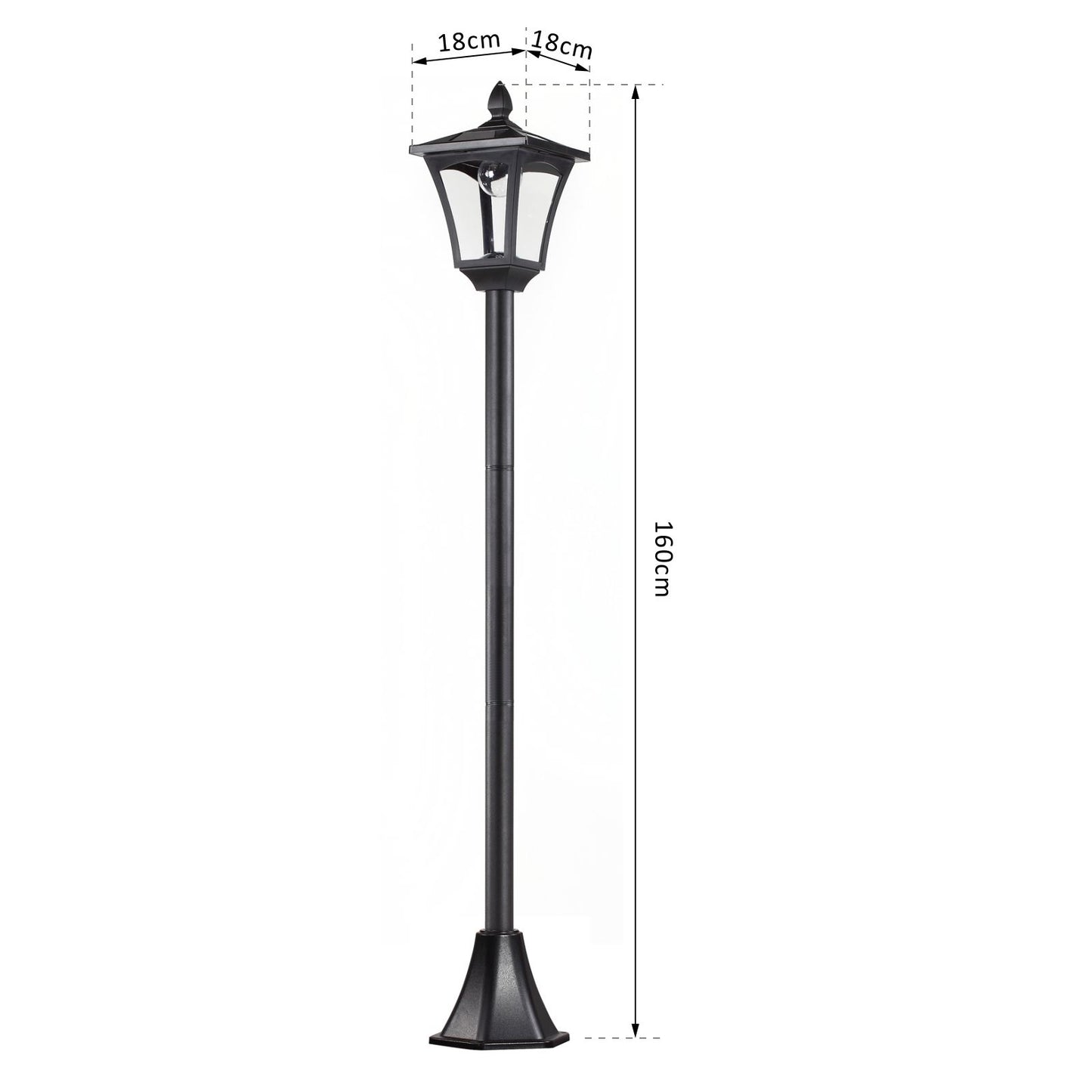 Outsunny Outdoor Garden Solar Post Lamp Sensor Dimmable LED Lantern Bollard Pathway 1.6M Tall  Black