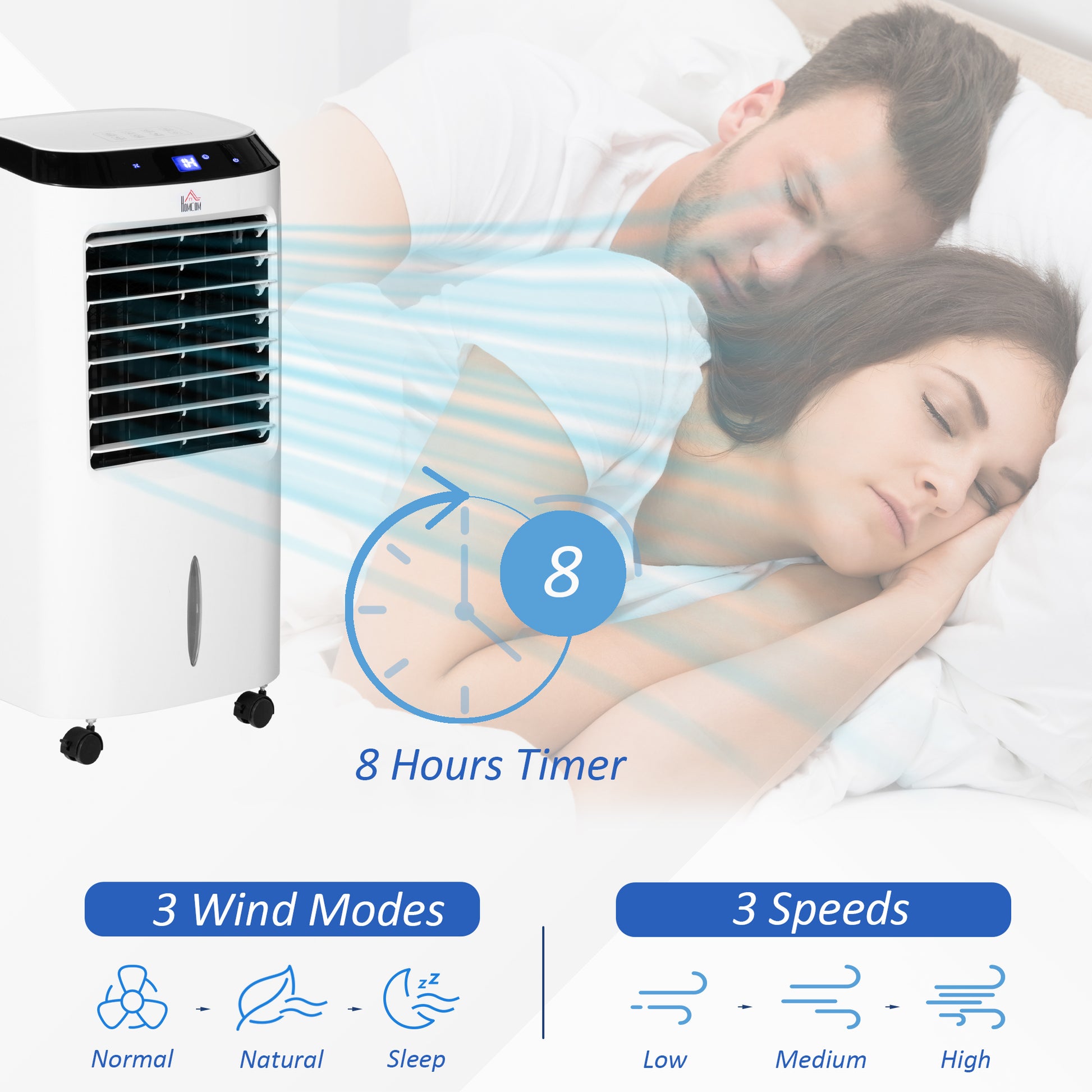 10L Multifunction Three Speed Air Cooler With Remote Control White by Homcom