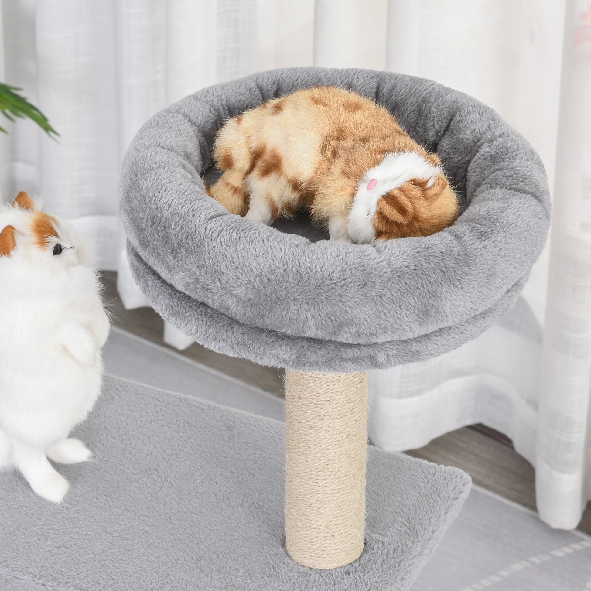 PawHut 96cm Cat Tree for Indoor Cats Condo Sisal Scratching Post Cat Tower Kitten Play House Dangling Ball Activity Center Furniture Grey