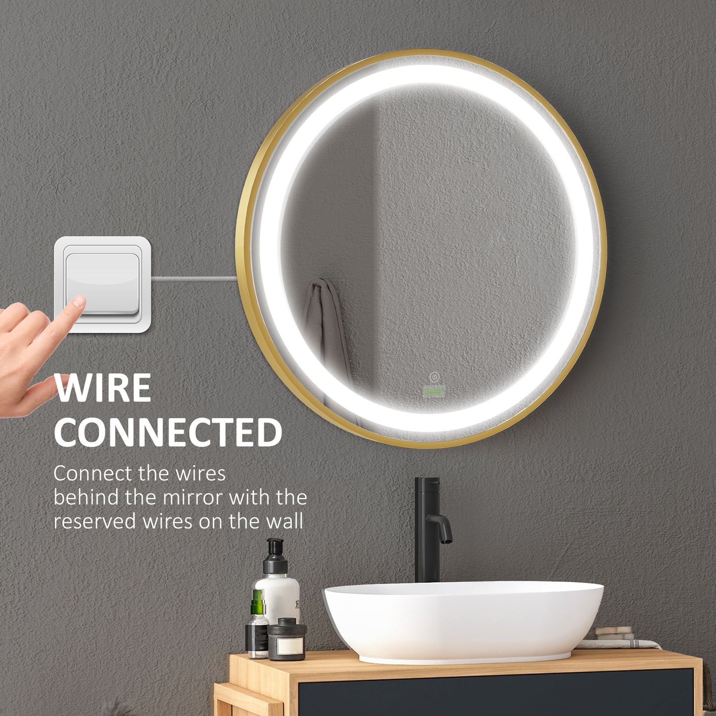 kleankin Round LED Bathroom Mirror