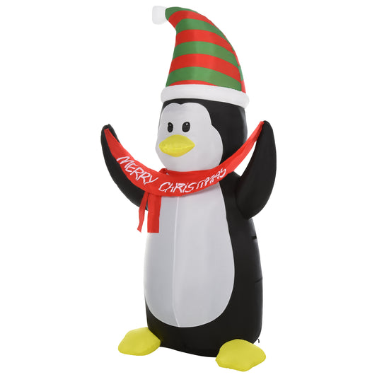 Homcom 2.4m LED Polyester Outdoor Christmas Inflatable Penguin