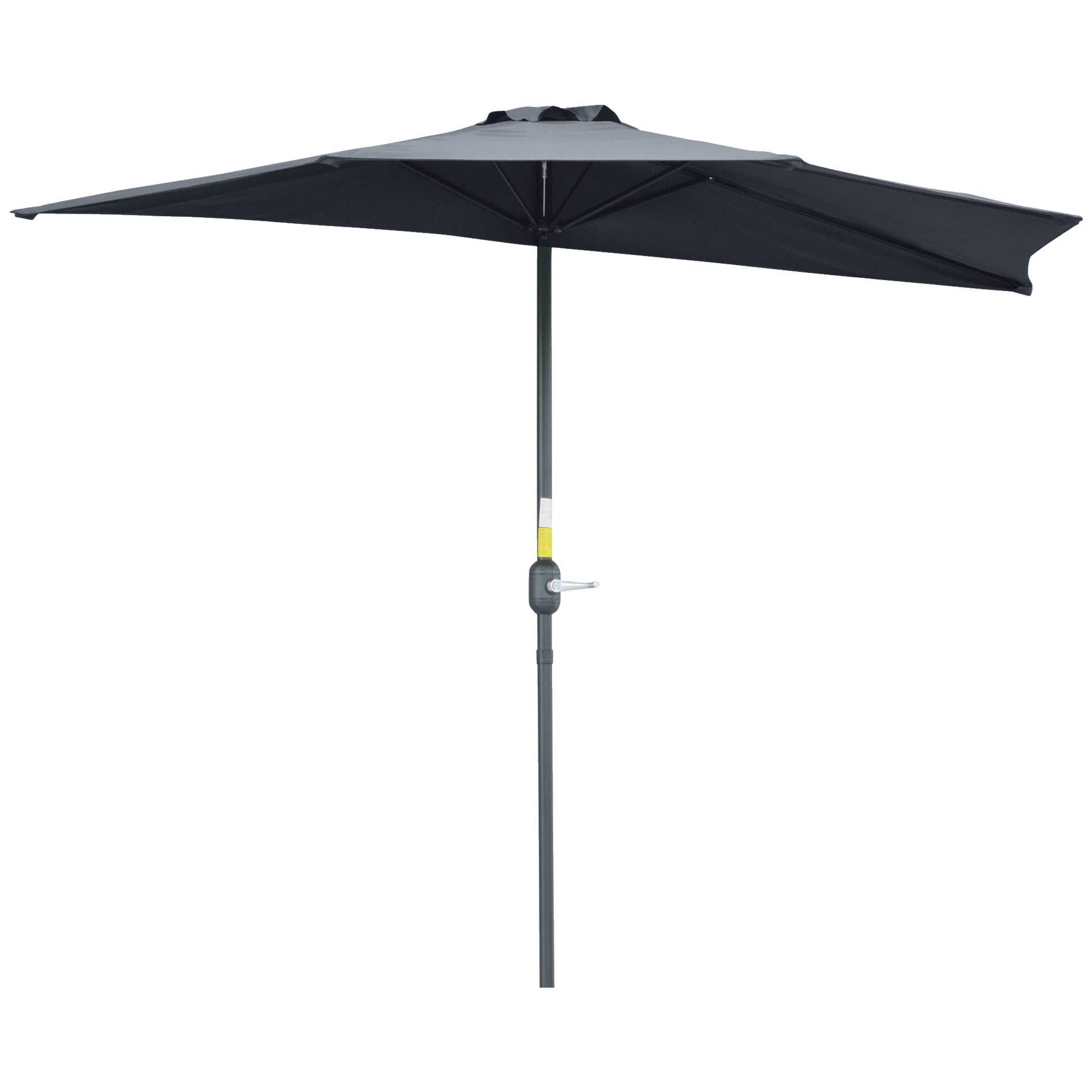 Outsunny 2.7m Balcony Half Parasol 5 Steel Ribs Construction Garden Outdoor Umbrella Grey