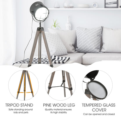 Homcom Industrial Style Adjustable Tripod Floor Lamp for Living Room Bedroom