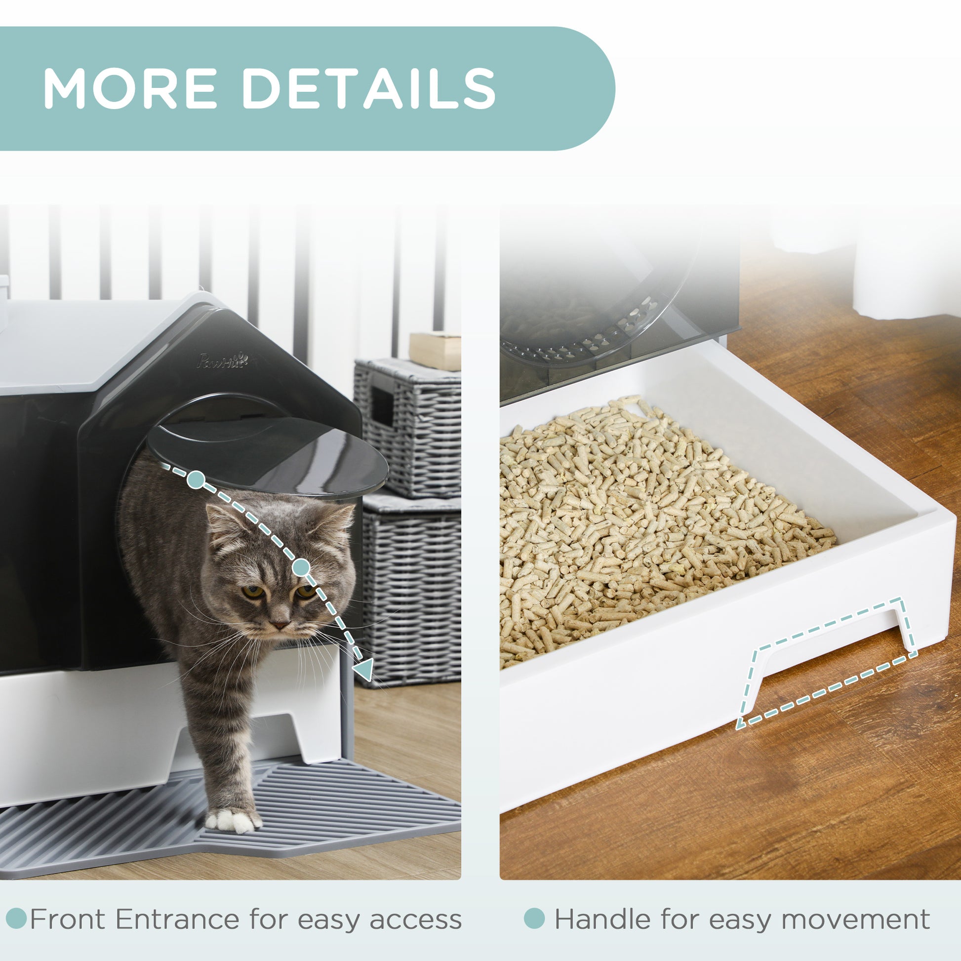 PawHut Hooded Cat Litter Tray with Scoop