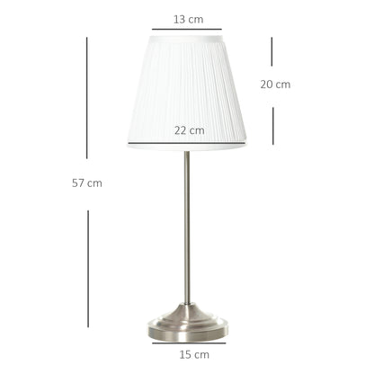 Homcom Modern Table Lamp with Pleated Fabric Lampshade and Metal Base