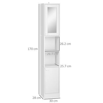 kleankin Tall Bathroom Storage Cabinet with Mirror