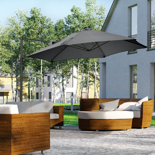 Outsunny 2.5M Garden Cantilever Parasol with 360° Rotation