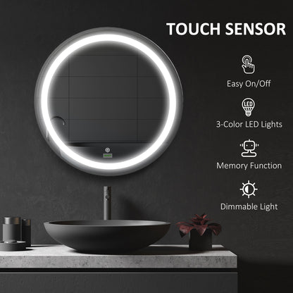 kleankin Round LED Bathroom Mirror