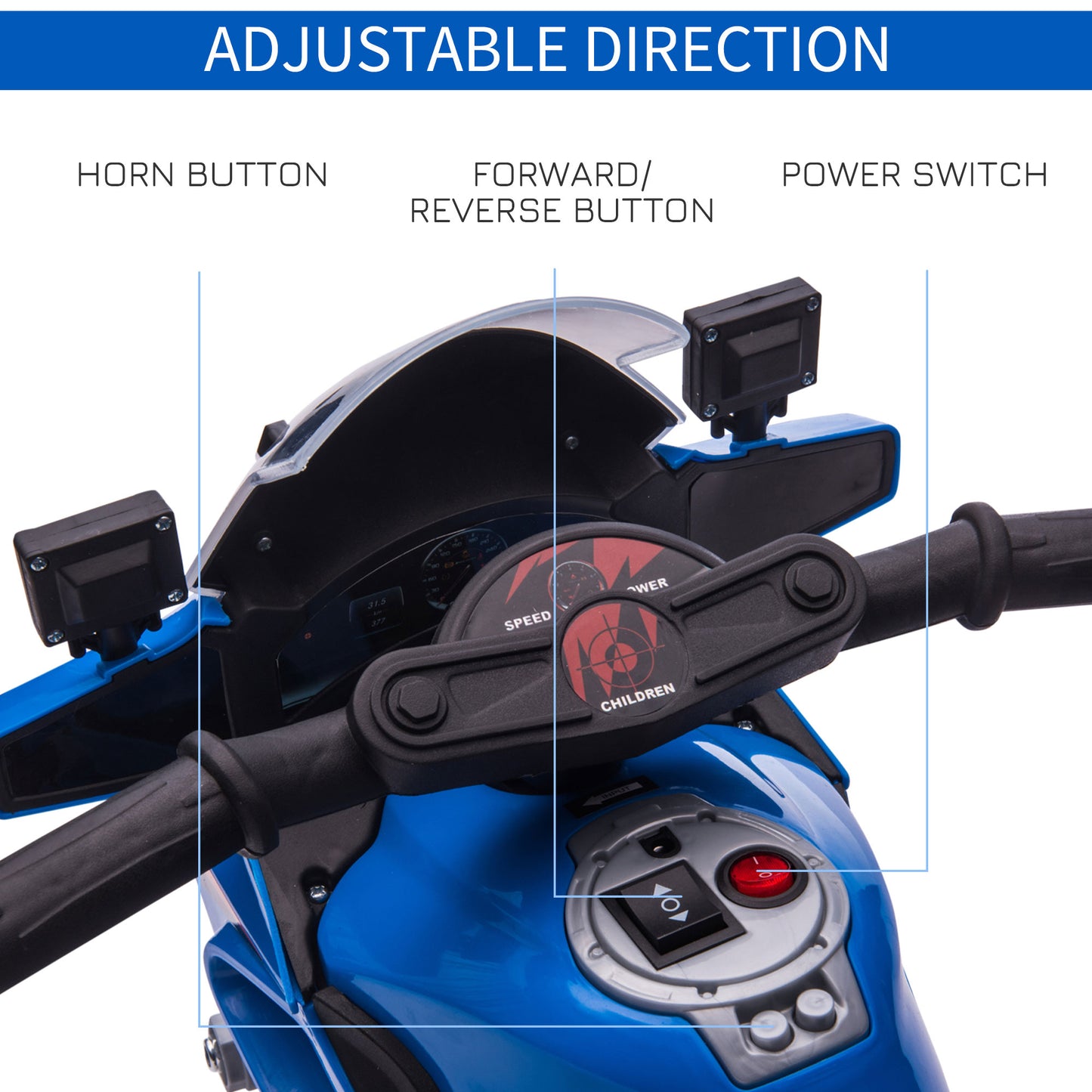 Homcom Kids 6V Electric Pedal Motorcycle Ride-On Toy Battery 18-48 months Blue