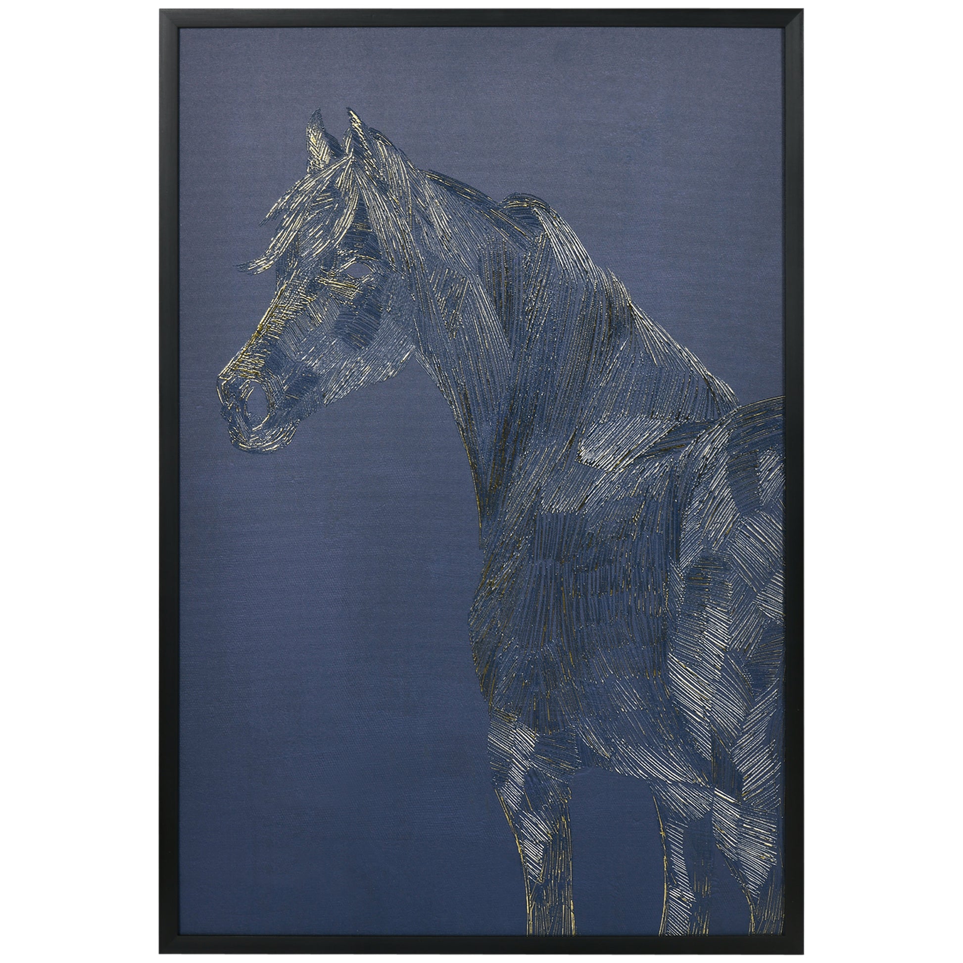 Homcom Canvas Wall Art Gold Textured Horse