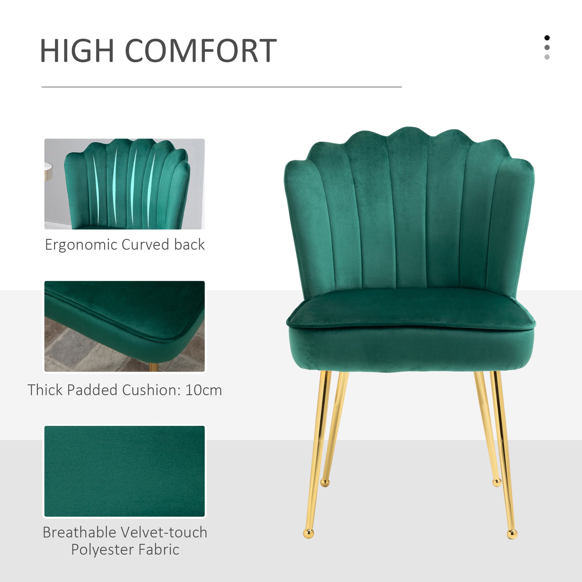 Homcom Velvet-Feel Shell Luxe Accent Chair