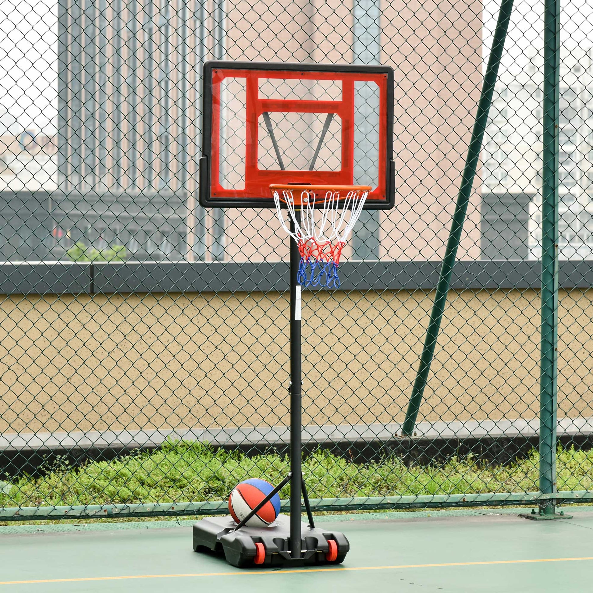 Homcom Portable Basketball Stand 160-210cm Adjustable Height Sturdy Rim Hoop Base Net