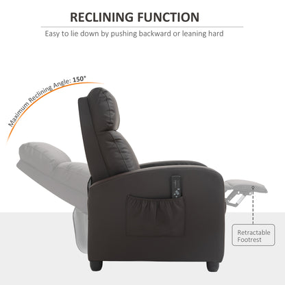 Homcom Recliner Sofa Chair PU Leather Massage Armcair w/ Remote Control